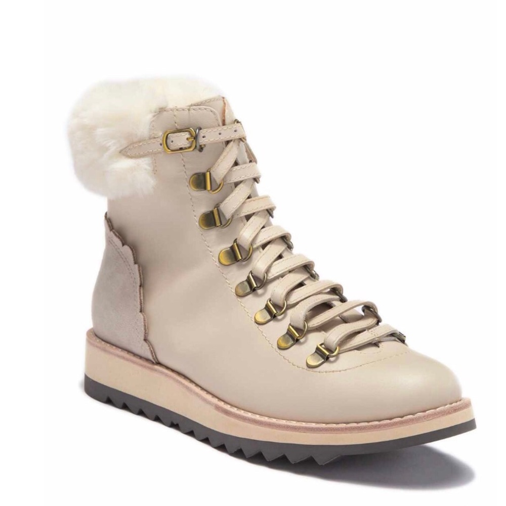 SOLD • Kate Spade Cream Faux Fur Booties • - Picture 1 of 2